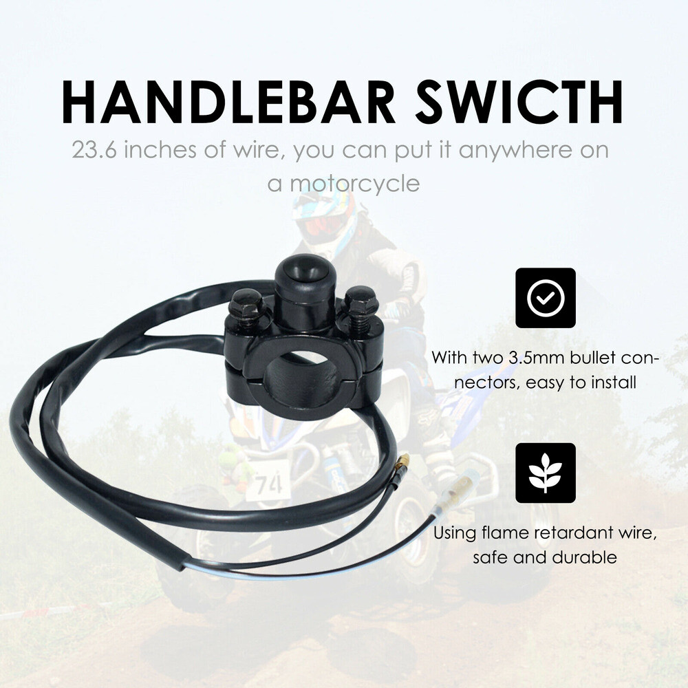 7/8" Handlebar Motorcycle ATV Kill Switch On Off Push Button Headlight Fog Spot