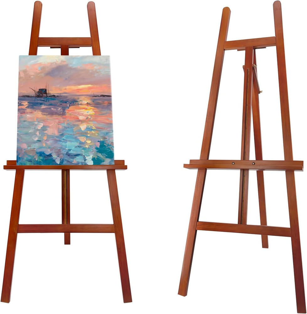 Adjustable Walnut A-Frame Easel for Canvas & Wedding Displays, Solid Wood