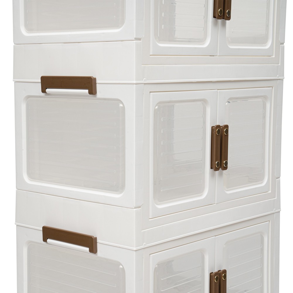 Plastic Collapsible Storage Bins with Lids & Wheels Stackable Closet Organizers