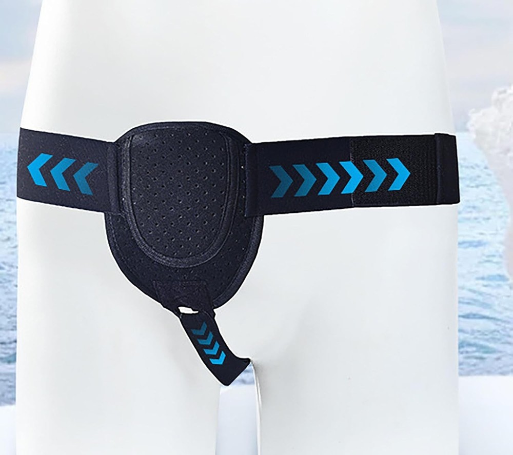Adjustable Hernia Belt for Men Medium Waist Support Groin Left & Right Black