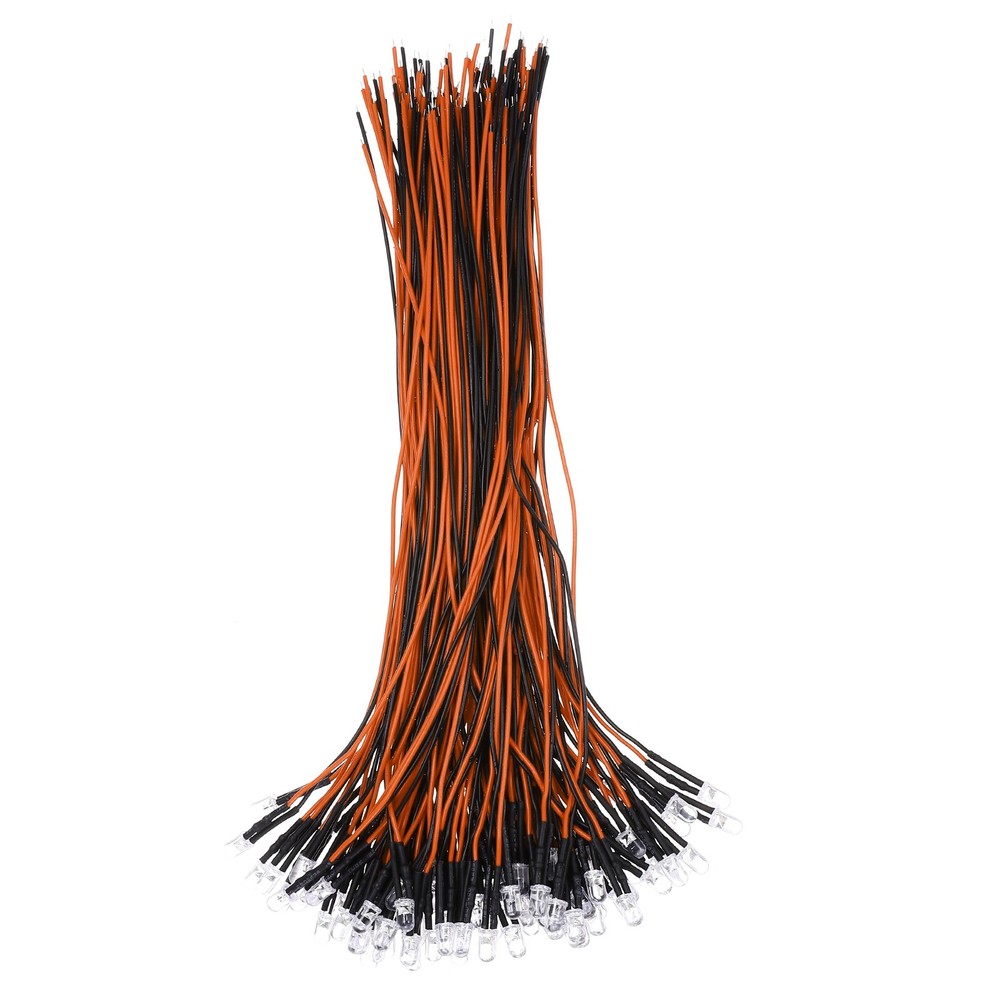 100pcs 5mm LED Diode Lights, Orange Light DC 12V for Electronics Components