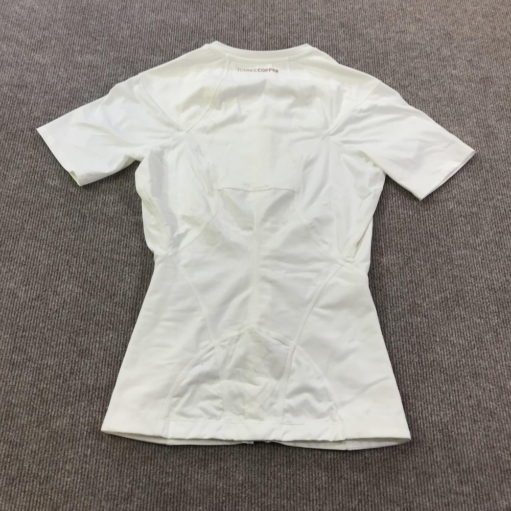 Tommie Copper Womens Medium White Compression Support Shirt Zip Top Lower Back
