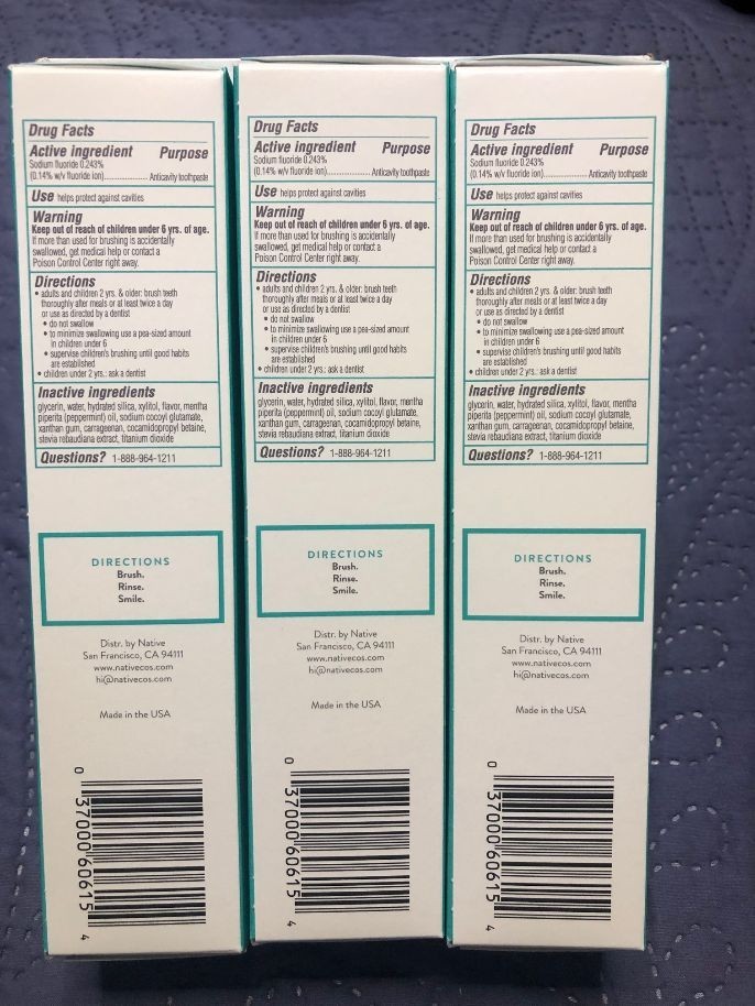 Native Fluoride Toothpaste Wild Mint 4.1oz - 3 Pack - Anticavity - NEW