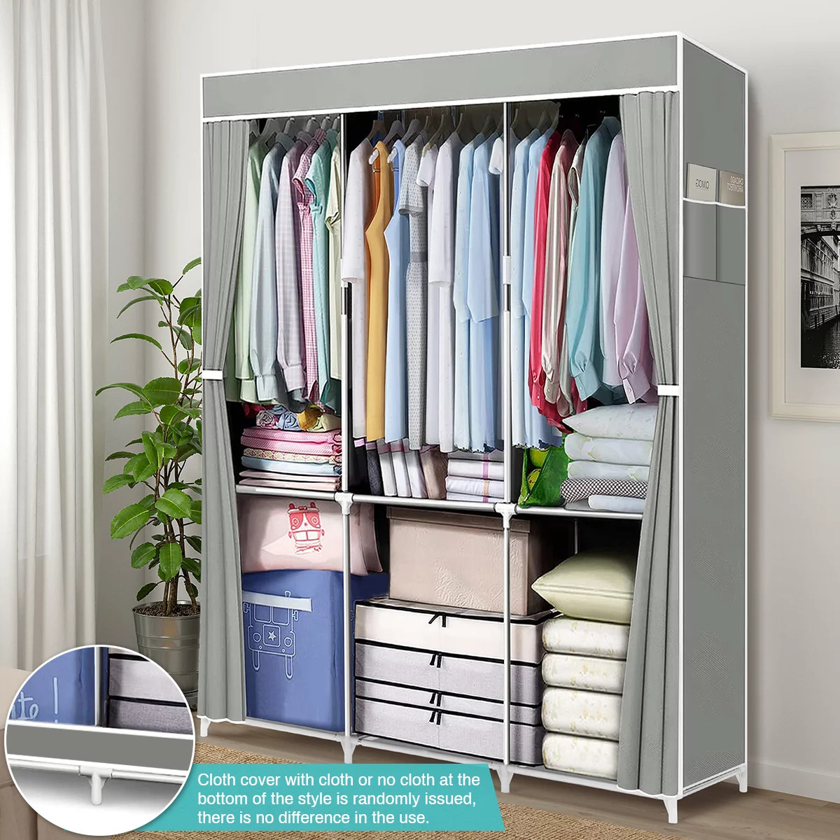 Design Portable Closet Wardrobe Clothes Rack Storage Organizer Shelf Multi-color