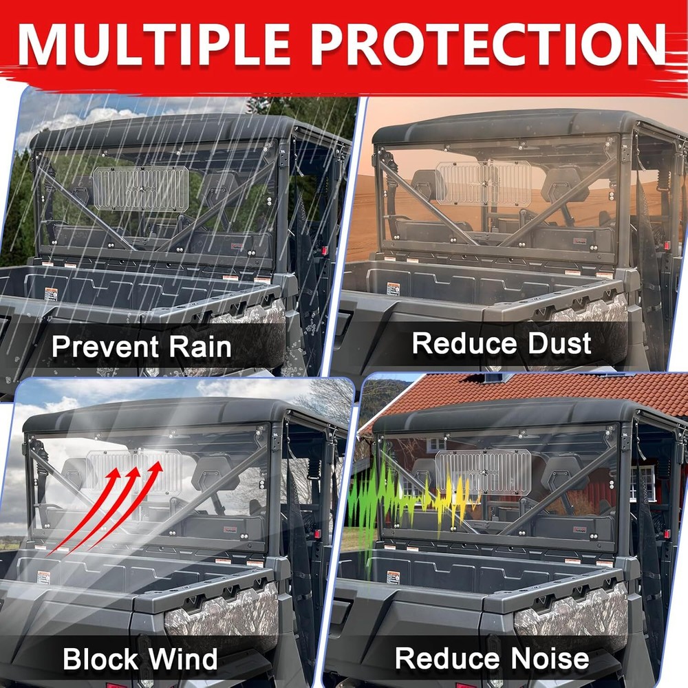 For 2019-2025 UFORCE 1000 1000XL Vented PC Back Window Windshield Panel US