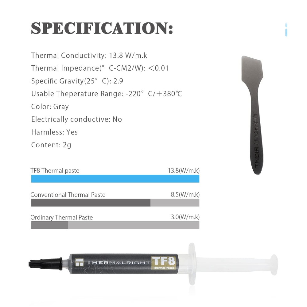 TF8 2g High Performance Thermal Compound Paste 13.8W/mK Durability Cooler