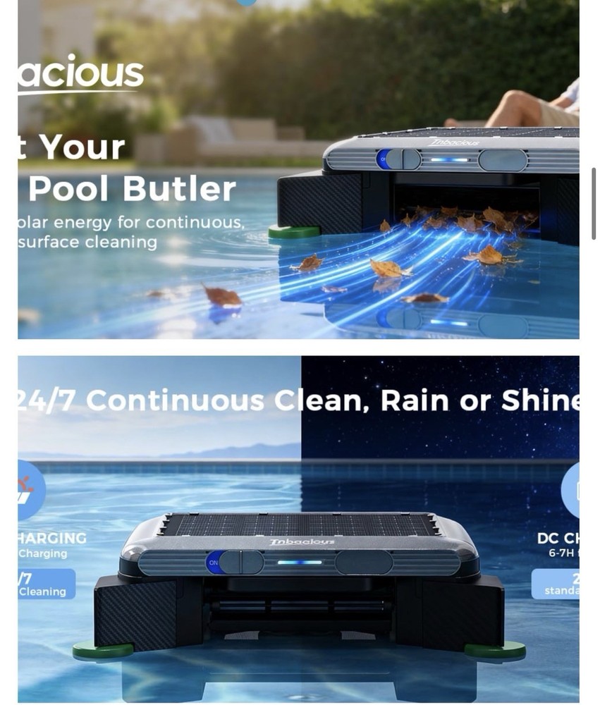 Solar Robotic Pool Surface Skimmer Cleaner