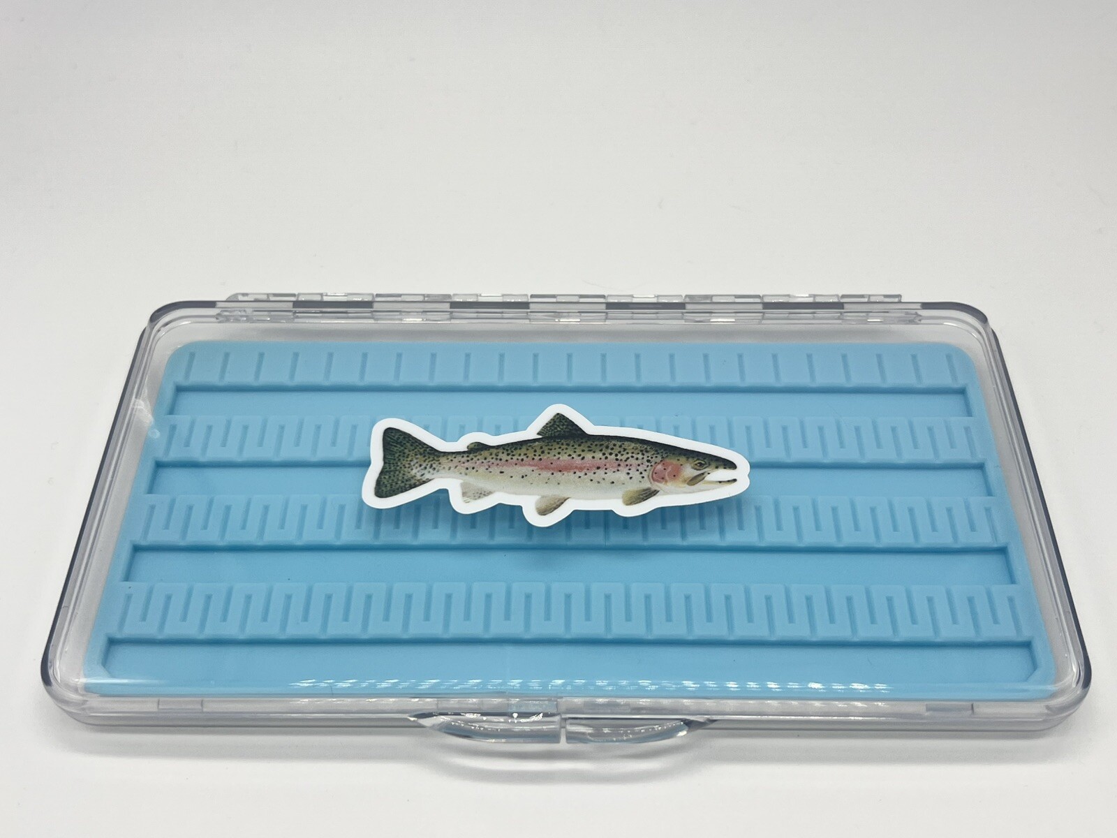 Large Thin Fly Box Silicone Slits, Clear Lid Horizontal or Vertical, Rainbow