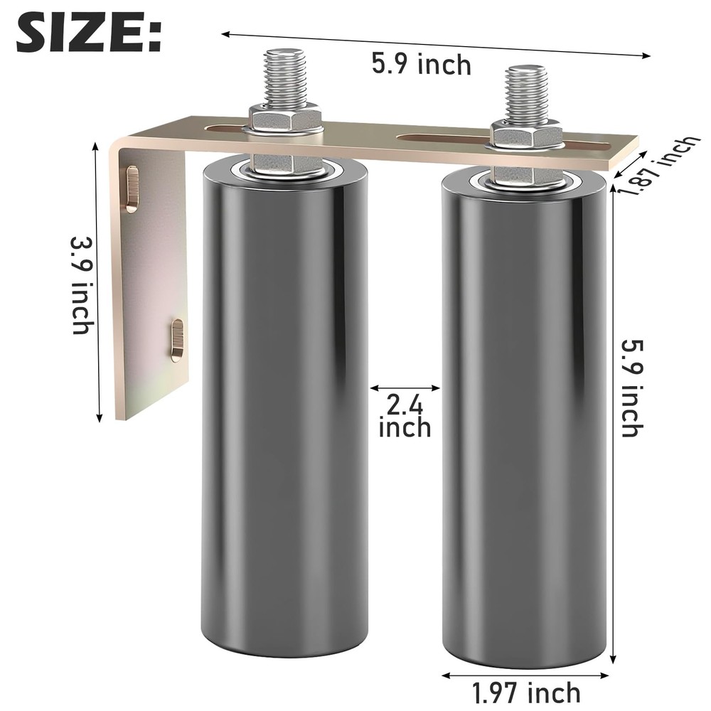 6" Slide Gate Guide Roller with L-Bracket, Adjustable Width 2.4", UHMW Nylon ...