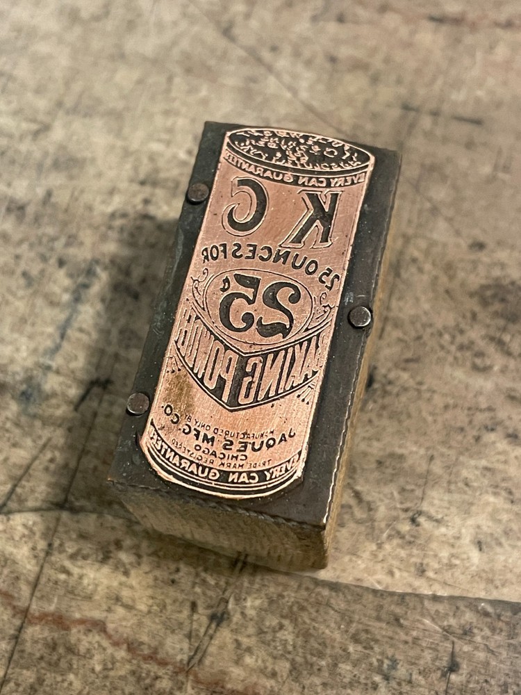 Printing Letterpress Printers Block Copper KC Baking Powder  (707)