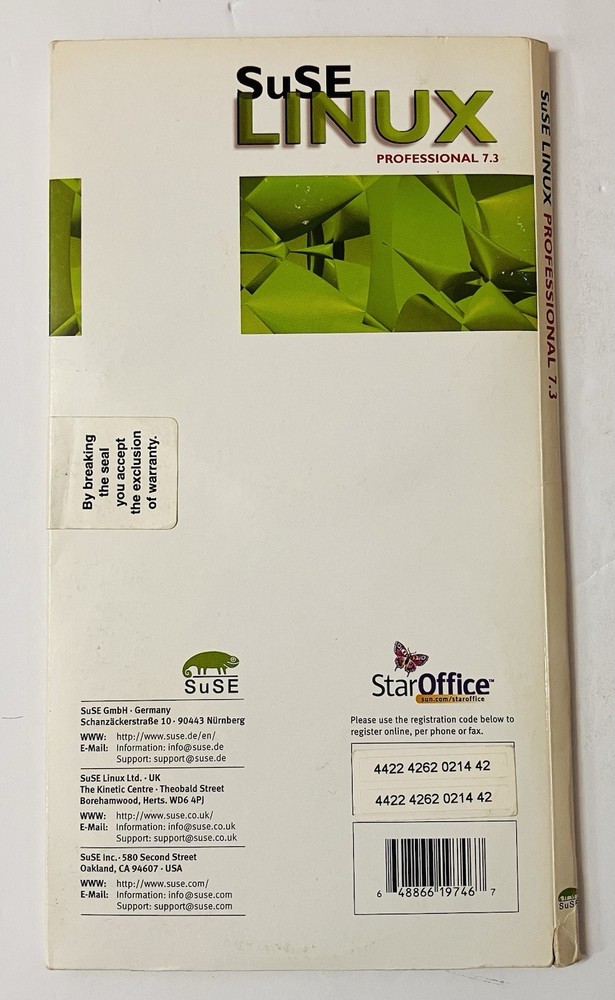 SuSE Linux Professional 7.3 Boxed Set (7-CD) Vintage Linux OS w/ Manual 2000s PC