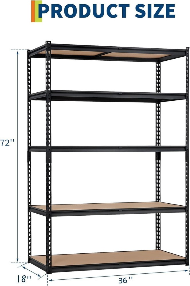 Adjustable 5-Tier Garage Storage Rack Metal Storage Shelving Unit 2000LBS Load