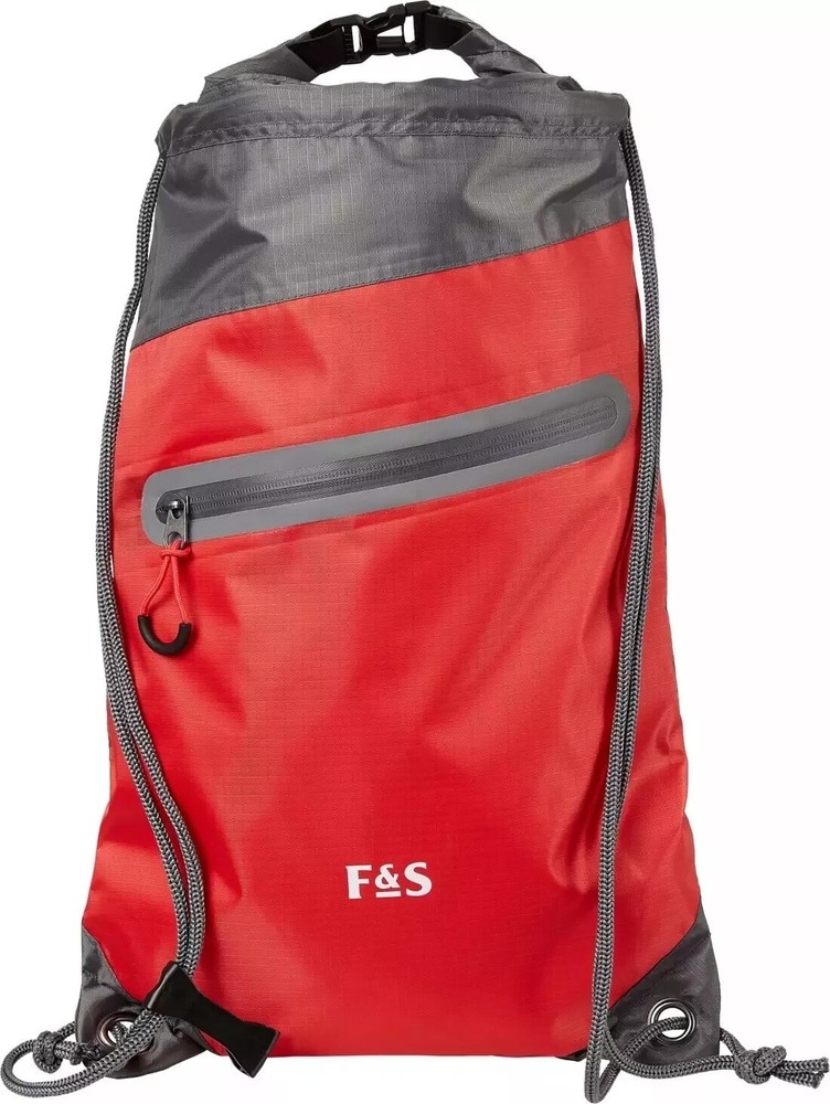 F&S Water Resistant Drawstring Pack, Red/Grey