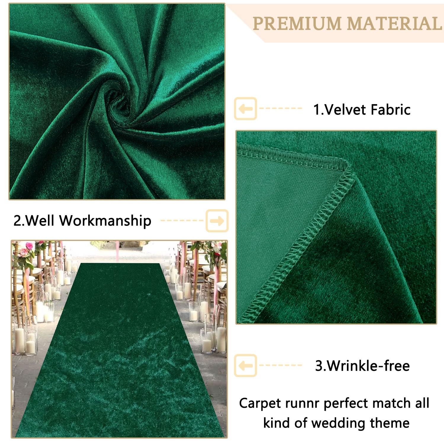 Aisle Runner Wedding Decoration Dark Green Velvet Aisle Runners Carpet Runner...