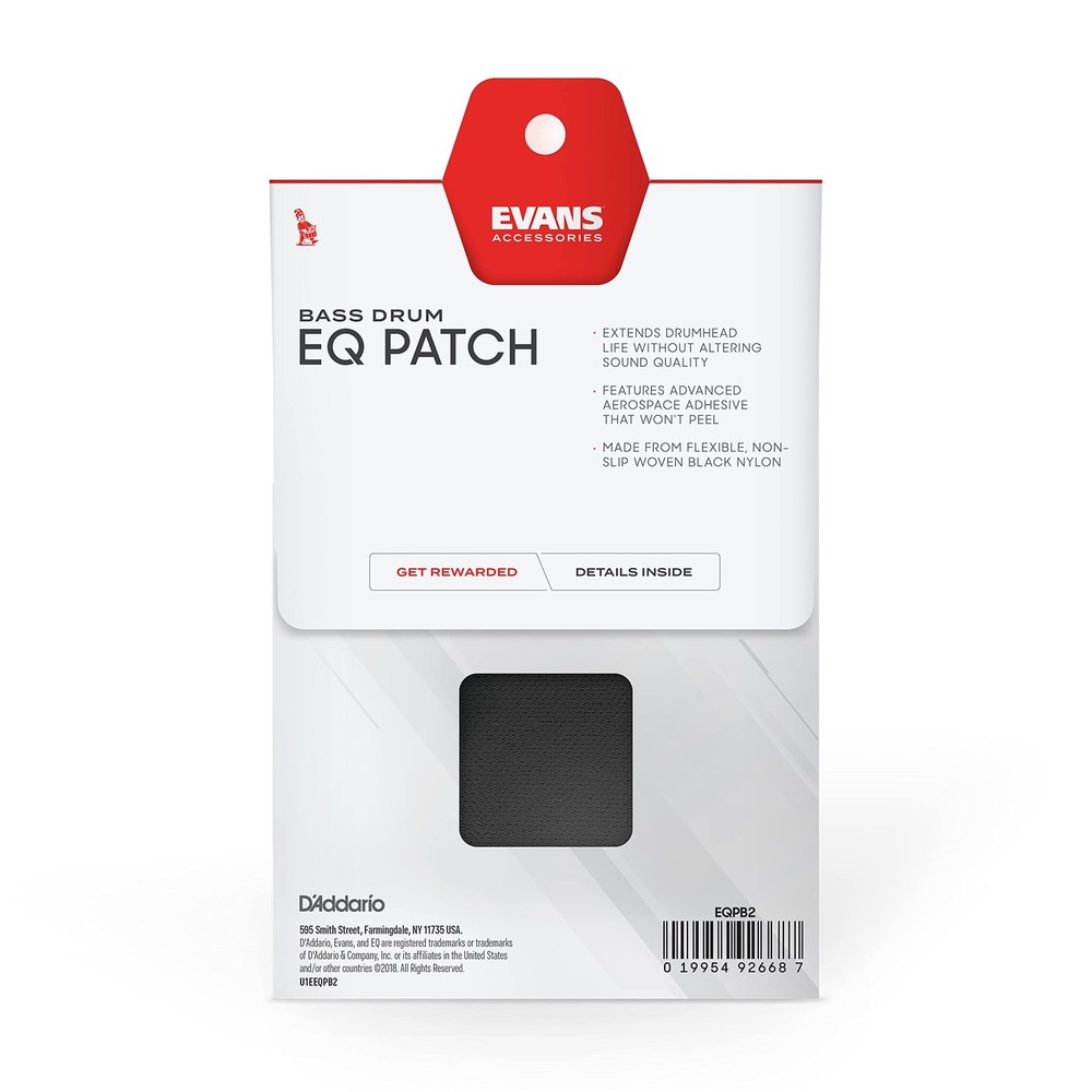 Evans EQ Double Bass Drum Pedal Patch Black Nylon 2-Pack EQPB2 Drum Accessory