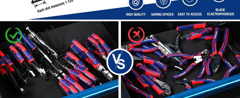 WORKPRO 2-Pack Plier Organizer Rack, Tool Box Storage and Organization Holder