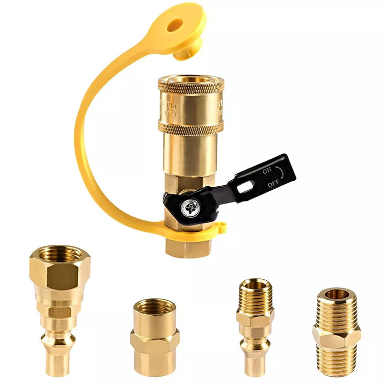 RV Quick Connect Fittings 1/4" NPT Propane Hose Adapter Set