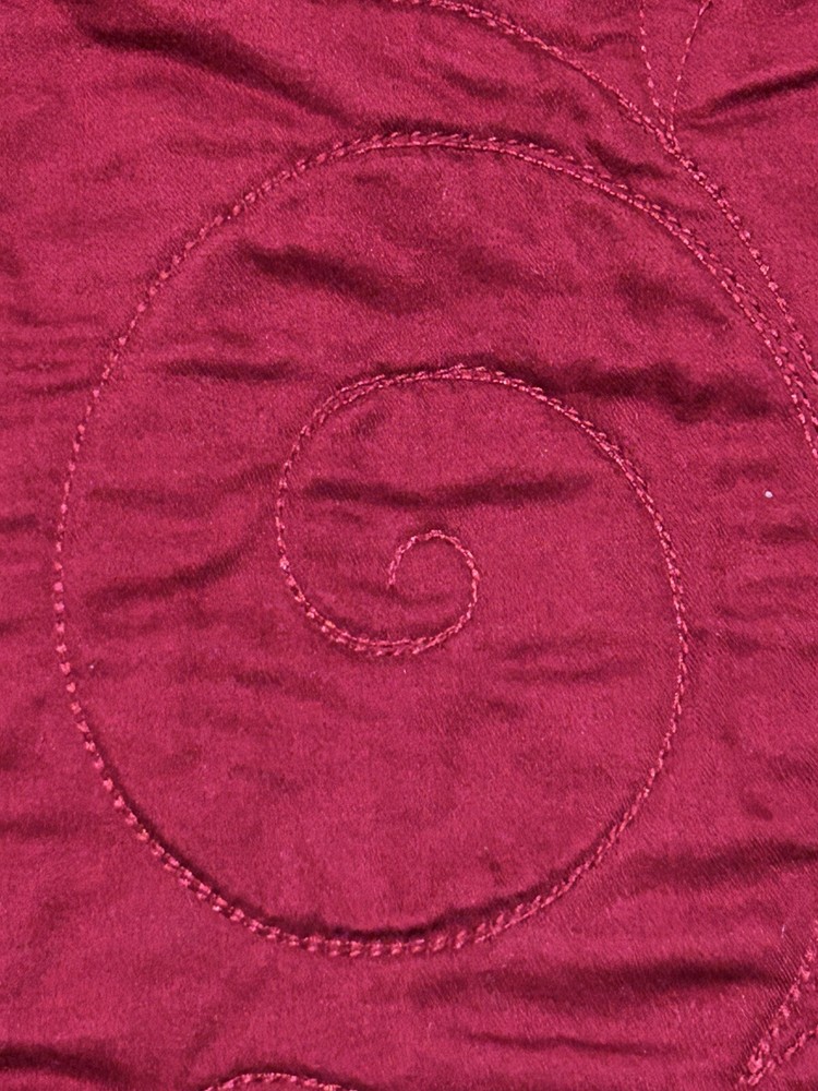 Handmade Patchwork Quilt Throw 41”X37” Red, maroon, floral