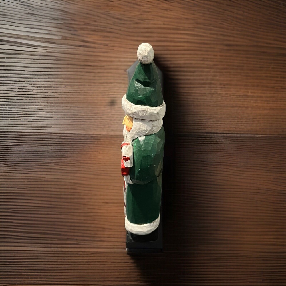 Thin Santa Wood Figurine 8" holding a Candy Cane