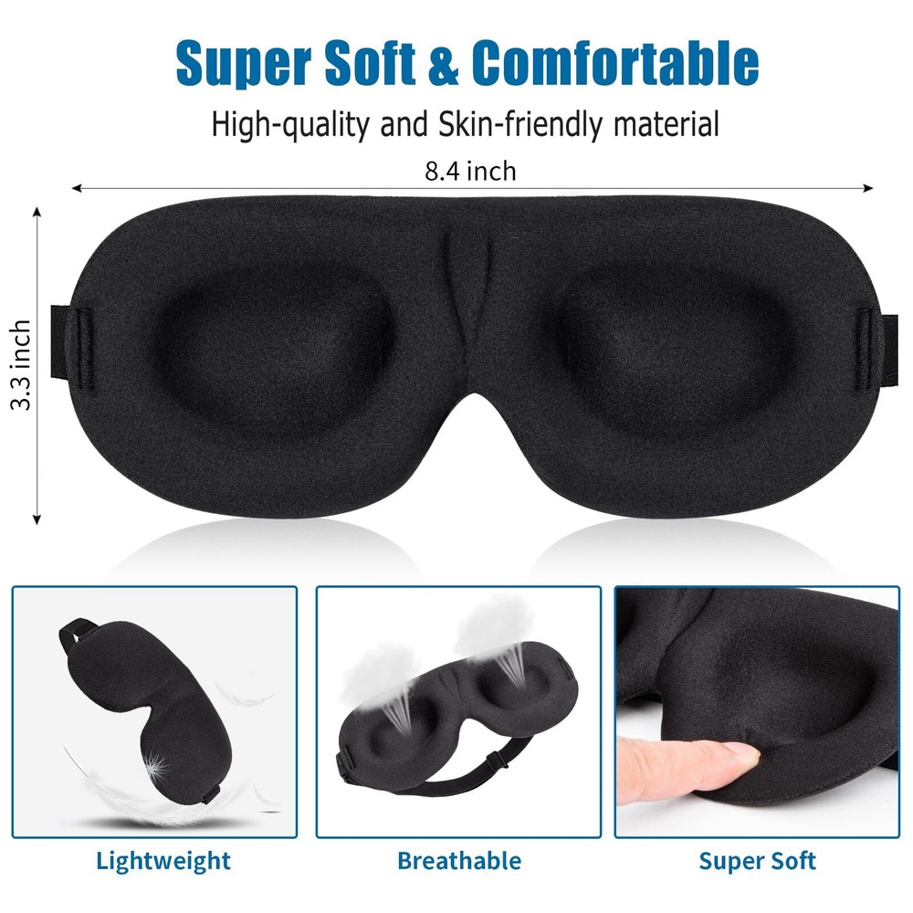 3 Pack 3D Eye Sleep Mask Night Blindfold Light Blocker for Sleeping Napping