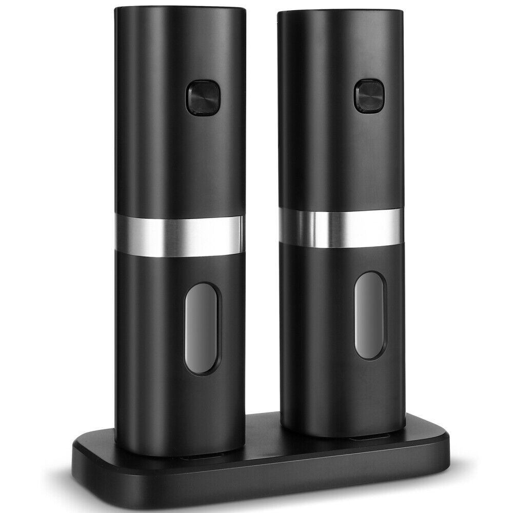 2PCS Electric Salt and Pepper Grinder with Rechargeable Base Automatic Grinder