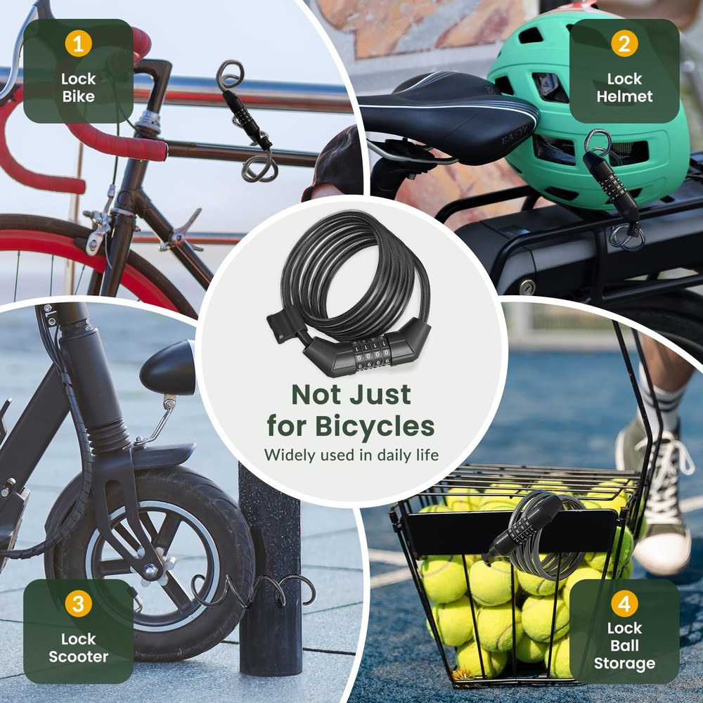 Titanker Bike Lock Cable, 4 Feet Cable Basic Self 4FT, Black-8mm