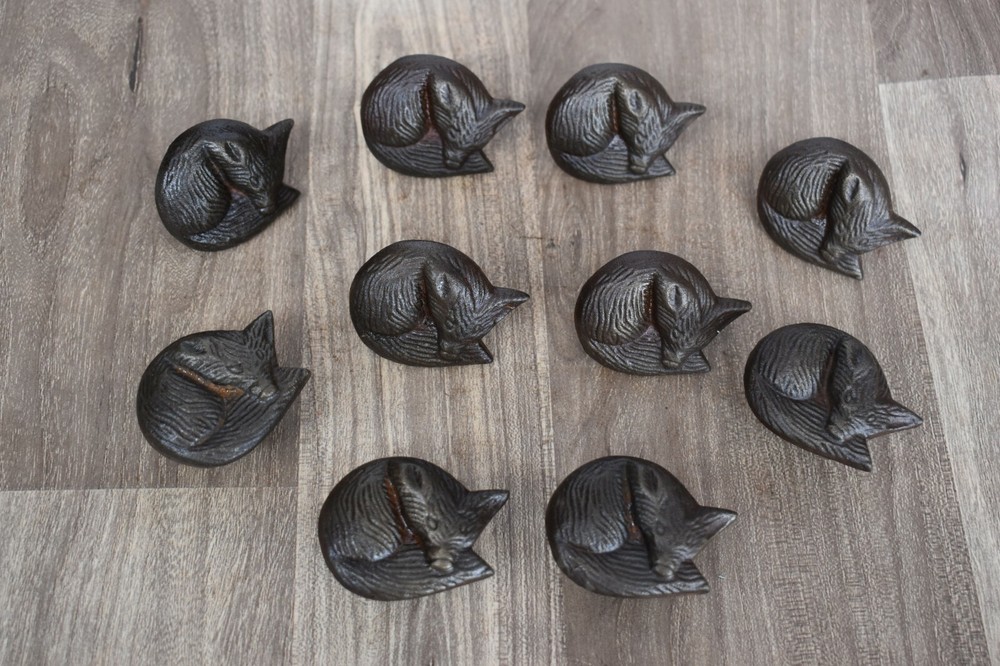 Iron door knobs cast cabinet Fox drawer handles pull rustic hardwar 10 pcs