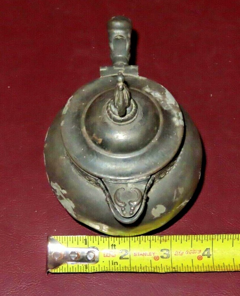 Antique Ornate Small Etched Silverplate Pitcher Teapot - As-Is - Poor Condition