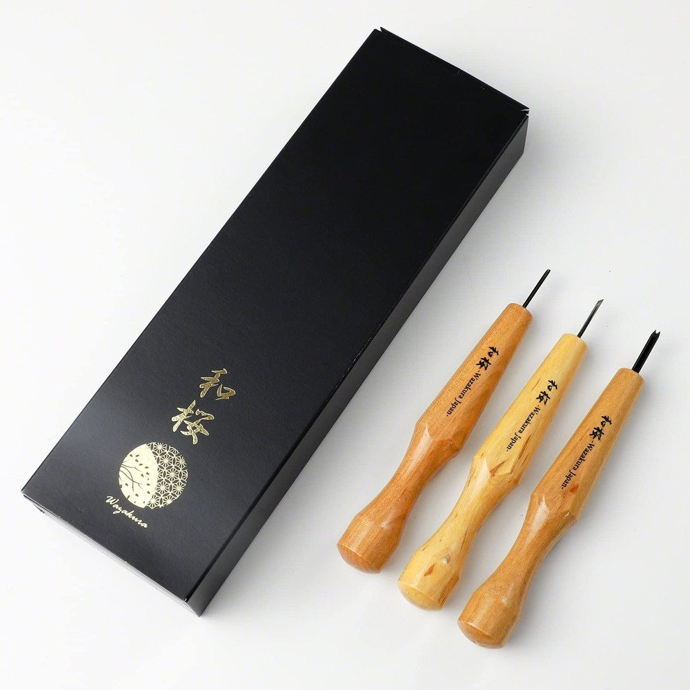 Wazakura 3PCS Bonsai Chisel Kit with Round Kit, Mini Size