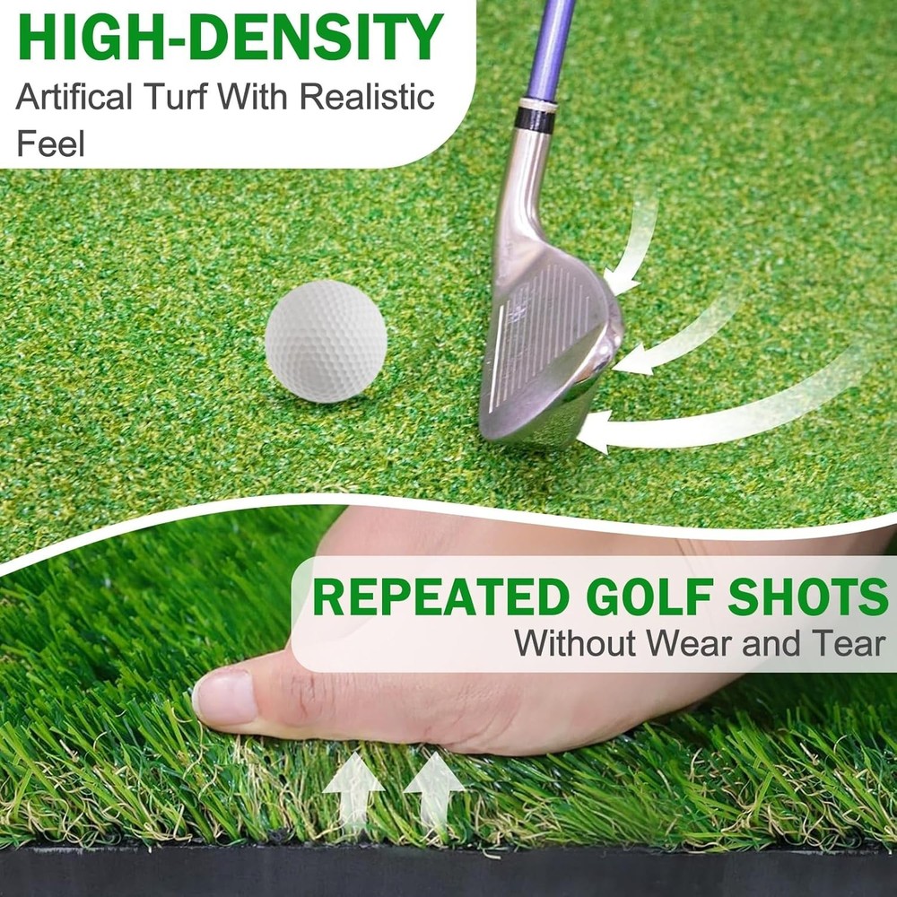 Golf Hitting Mat – 16"x23" Dual-Turf Foldable Golf Practice Mat for Backyard ...