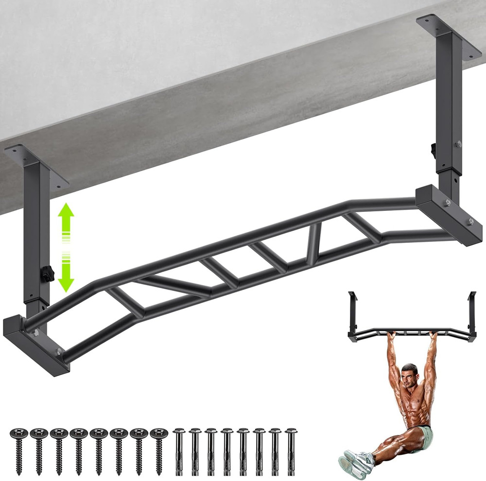 Kipika 48" Ceiling Mounted Pull up Bar, Heavy Duty Multi-Grip Chin up Bar,Mounte