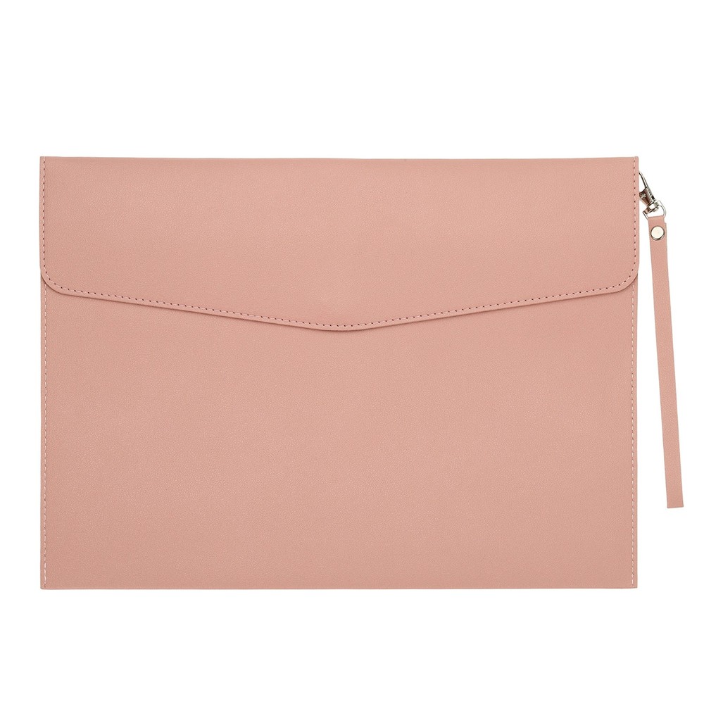 PU Leather A4 File Folder, Document Holder Filing Organizer Style 3, Pink