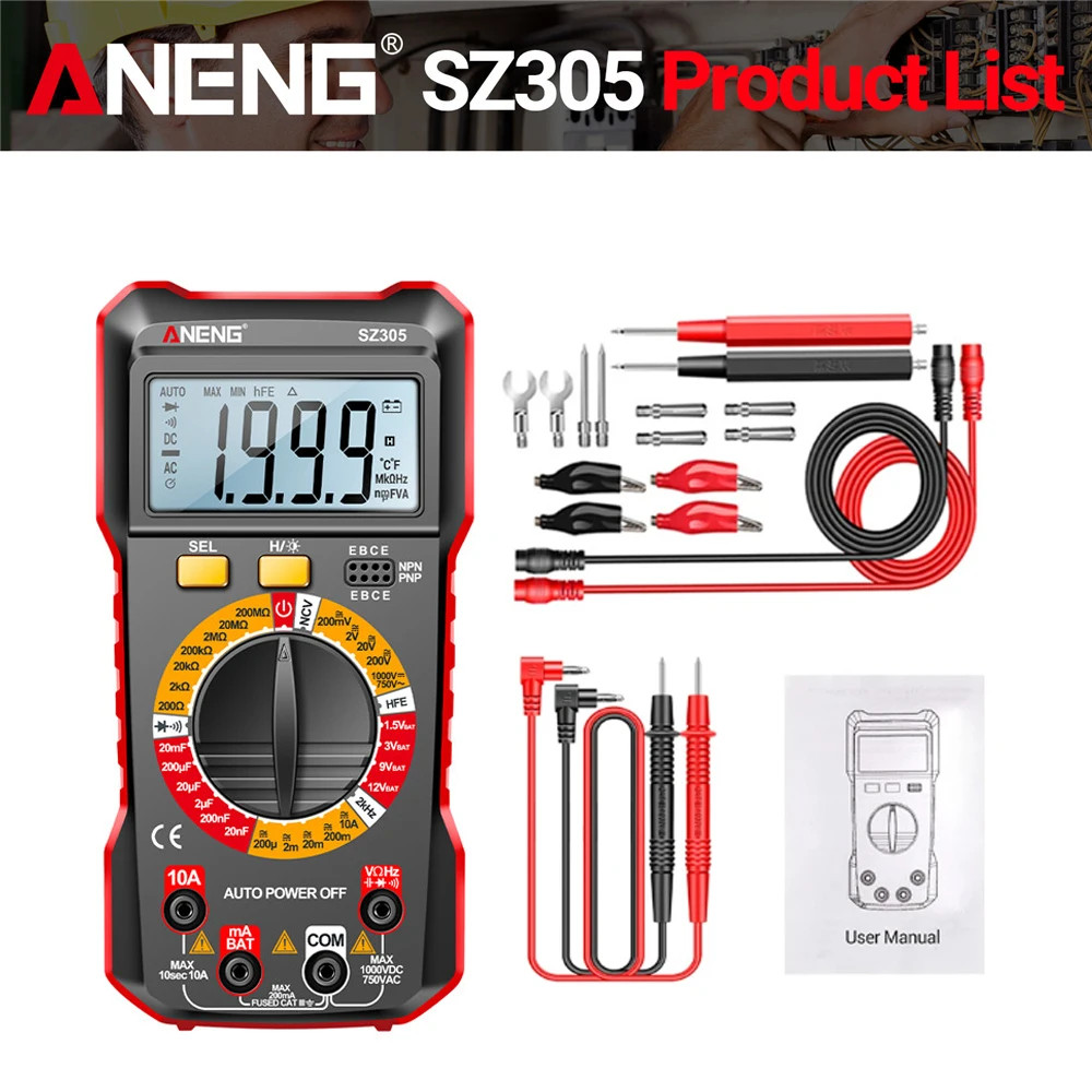 Professional Digital Multimeter Voltage Tester AC DC Ammeter