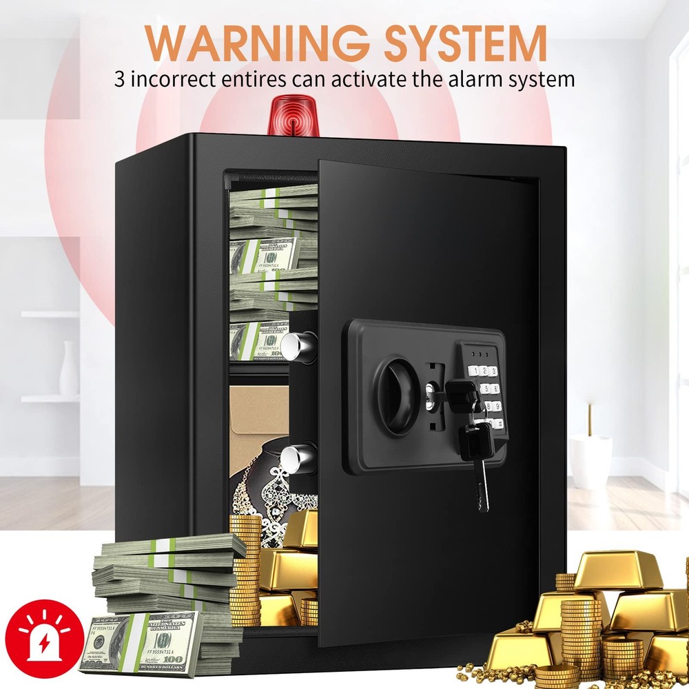 3.3 Cuft Large Fireproof Home Safe w/ Digital Keypad, Removable Shelf & LED Ligh