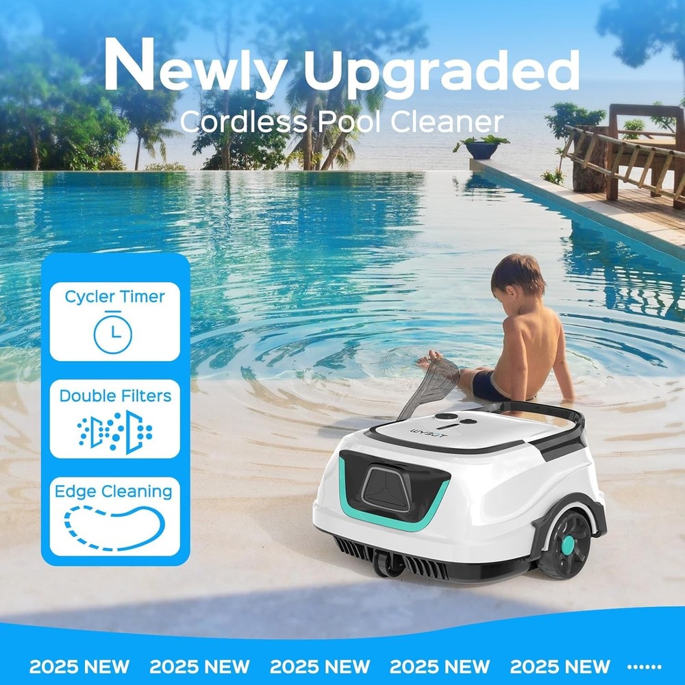 WYBOT A1 Cordless Robotic Pool Cleaner, Automatic Pool Vacuum Robot with 120Mins