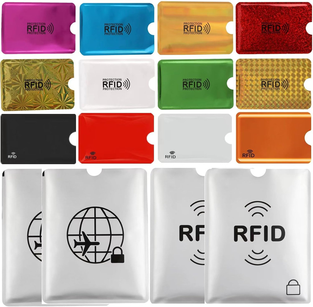 16 RFID Blocking Sleeves Set (12 Colorful Credit Card Protector RFID Blocking Sl