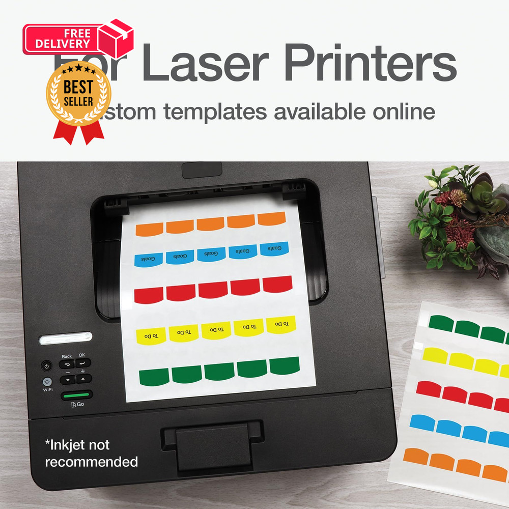 Redi-Tag Laser Printable Tabs, Permanent Index 375 labels, Primary