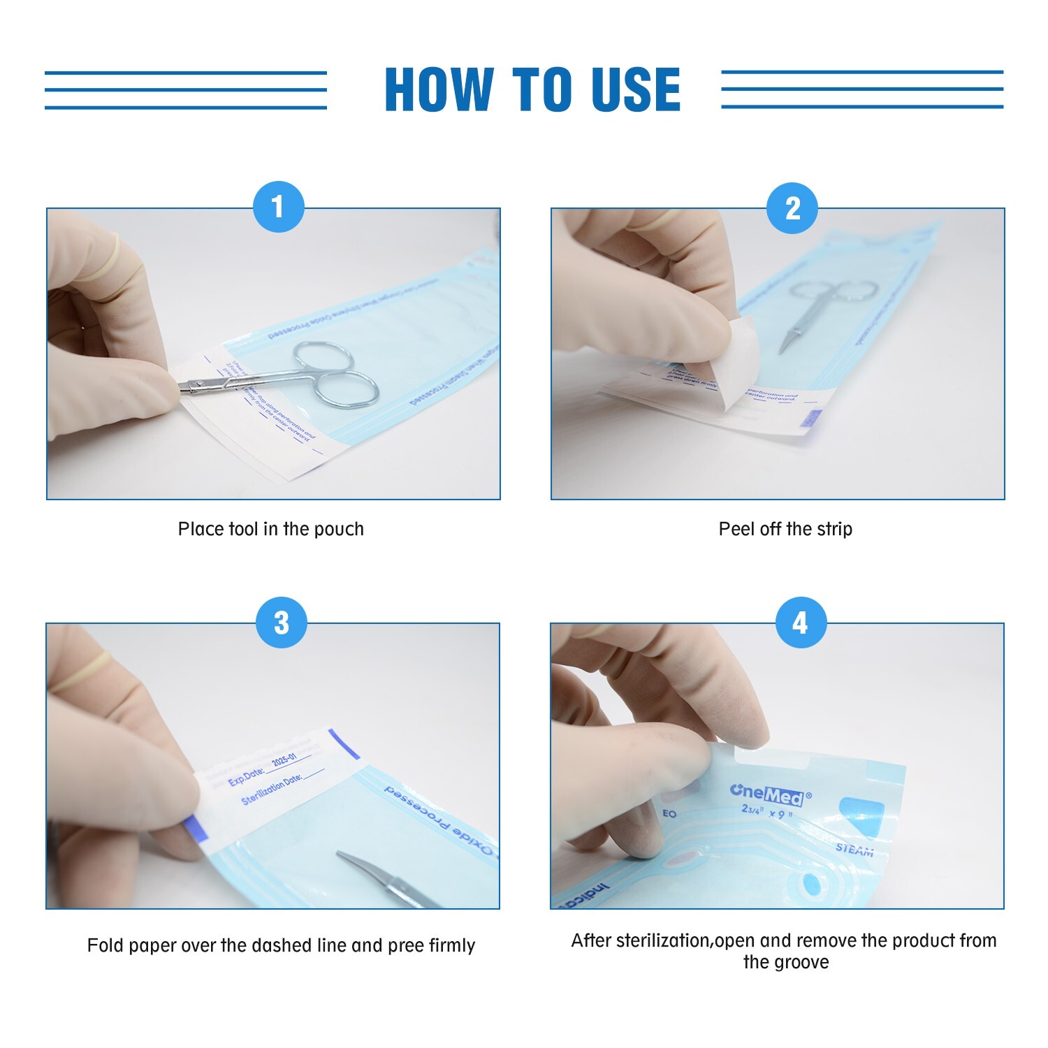 OneMed Self Seal Sterilization Pouches, for Dental Tattoo Nail 3.5"x5.25"-200