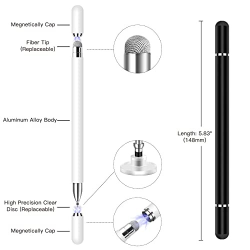Stylus Pens for Touchscreen,2 Pack High Sensitivity & Precision Black/White