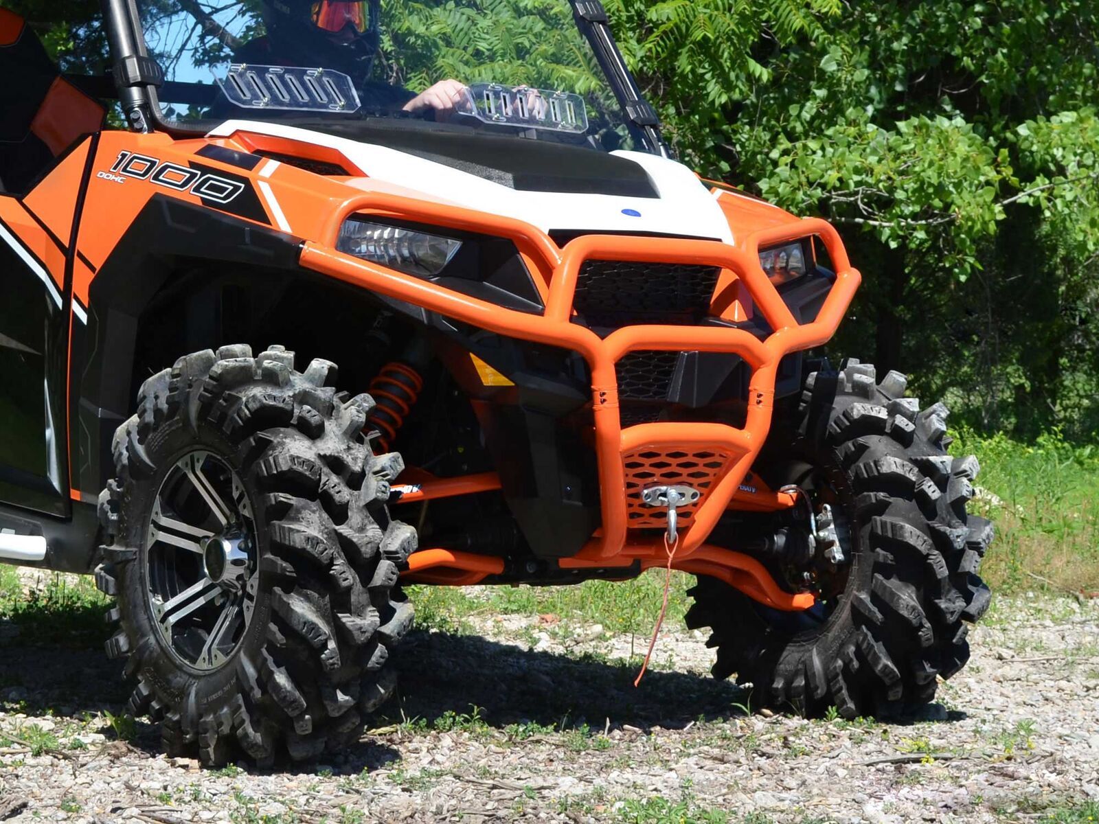 SuperATV Heavy Duty Orange Front Bumper for Polaris General/See Fitment