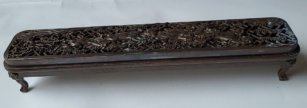 Antique Rectangular Bronze Horse Incense Burner 长方形群奔马青铜熏香炉 j8