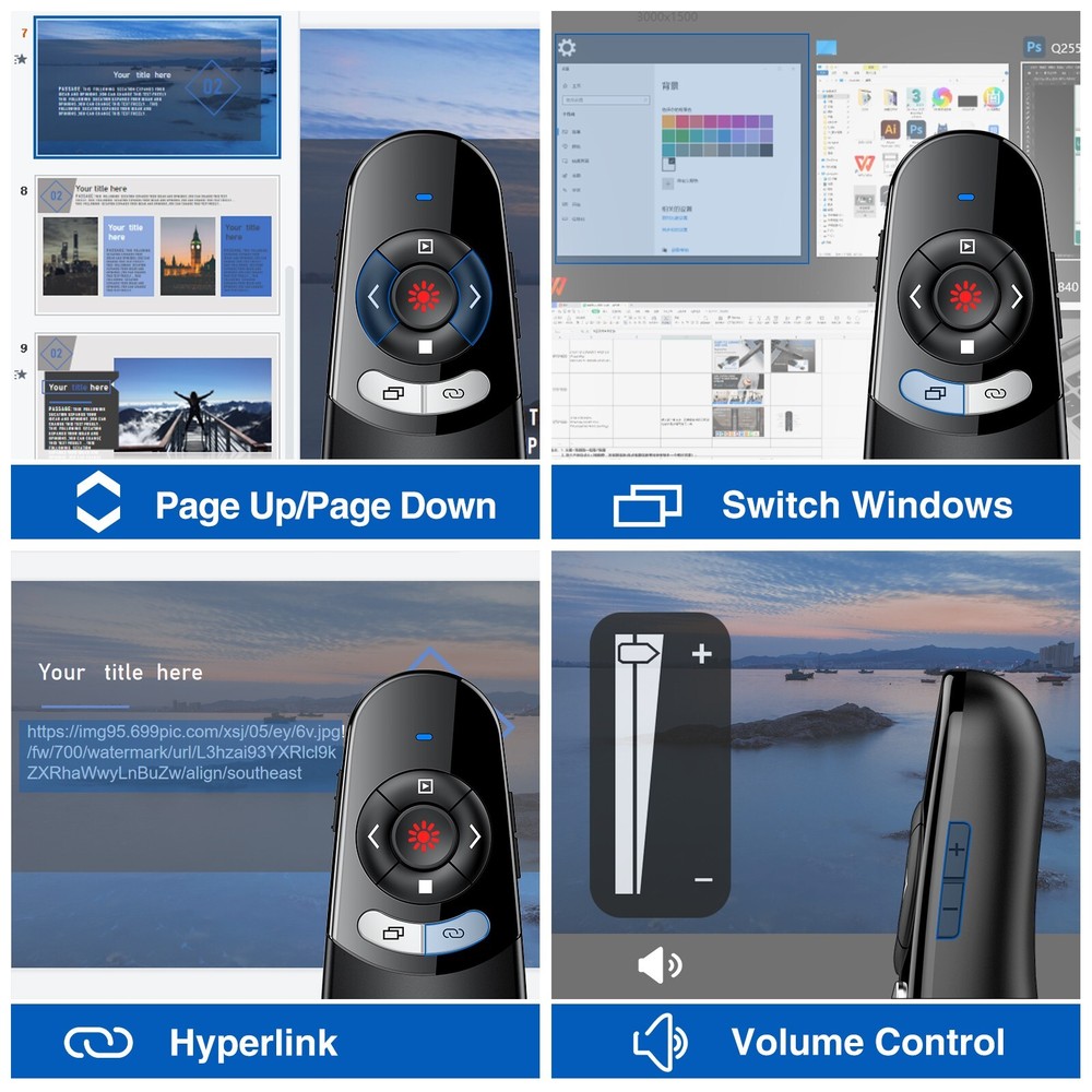 2 in 1 Type C and USB Presentation Clicker Powerpoint Presentations for Mac,PC