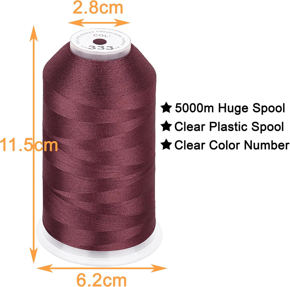 - Single Huge Spool 5000M Each Polyester Embroidery Machine Thread 40WT for Comm