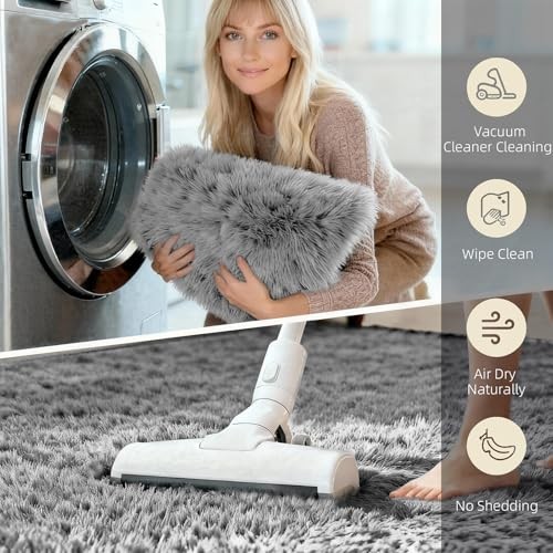 SWGRT 2x6 Solid Fluffy Grey Area Rug – Washable, 2' x 6' ( (Runner),