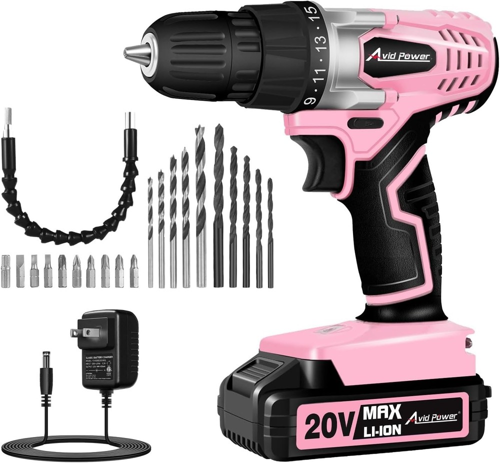 20V Cordless Drill Set for Home DIY & Beginner Projects - Lightweight Power D...