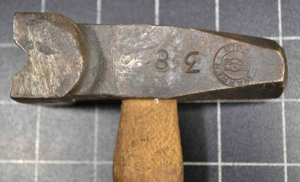 WARREN TOOLS - 1/2" - BLACKSMITH TOP SWAGE HAMMER - ALL ORIGINAL WITH HANDLE