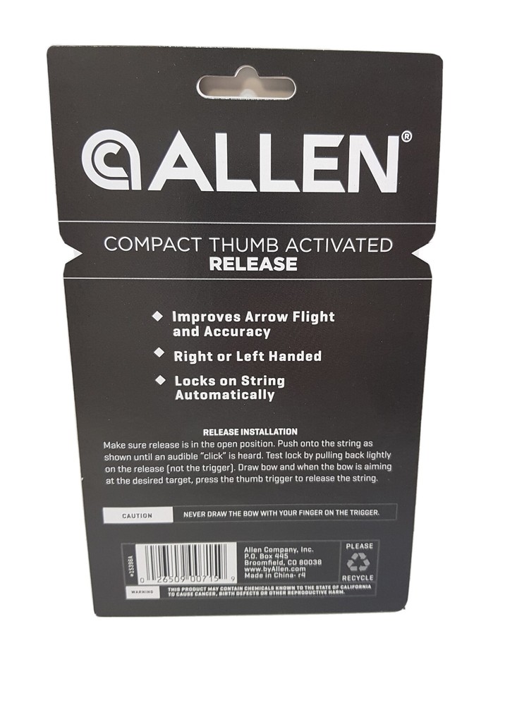 ALLEN PINK AND BLACK COMPACT THUMB ACTIVATED COMPOUND BOW RELEASE