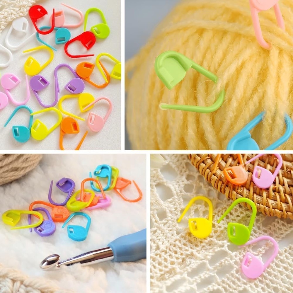 Easy-Locking 50-Pcs Plastic Stitch Markers - Versatile Knitting & Crochet Tools