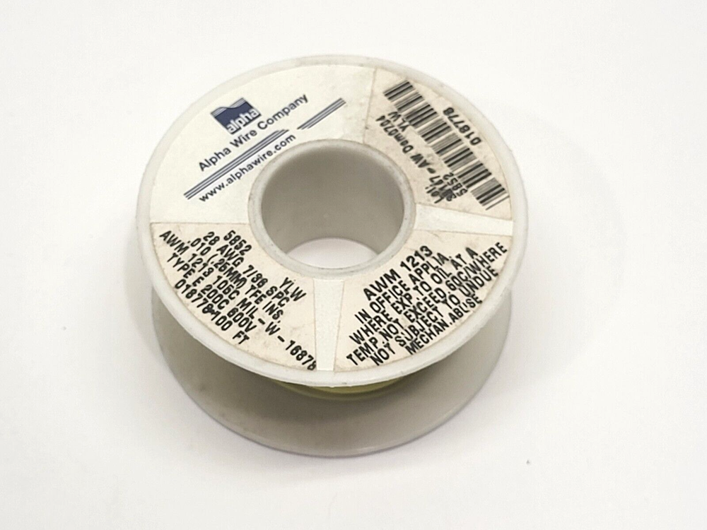 Alpha Wire 5852 YL005 Hook-Up Wire Yellow 2.6oz Spool