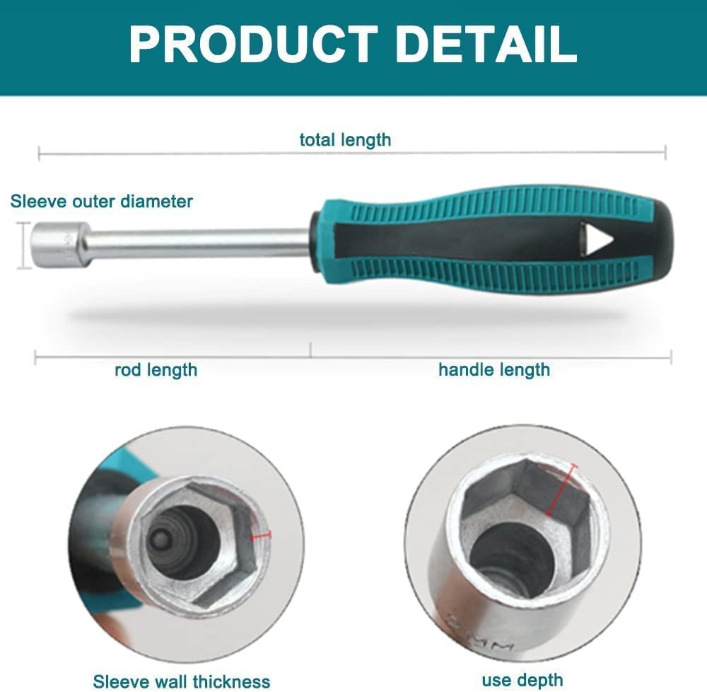 Hex Socket Screwdriver, 4mm Nut Driver Socket, 75mm Long Shaft Screwdriver Ha...